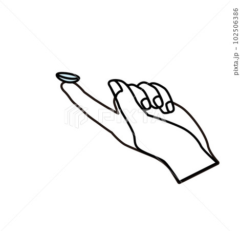 コンタクトレンズを持つ手のベクターイラスト コンタクトレンズを持つ手のベクターイラスト 102506386