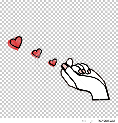 指ハートを飛ばす手のベクターイラスト 指ハートを飛ばす手のベクターイラスト 102506388