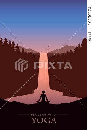 peace of mind yoga under waterfall river in the mountains at beautiful sunset peace of mind yoga under waterfall river in the mountains at beautiful sunset 102506784