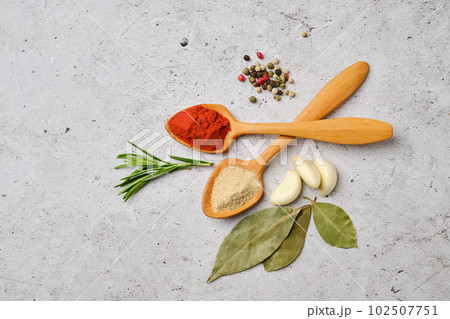 Top view of spice and herbs for cooking 102507751