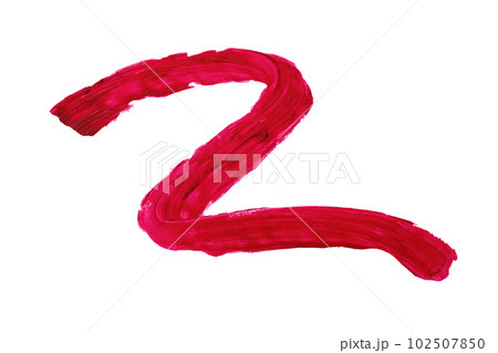 Red lipstick swatch isolated on white background. Brush stroke of lipstick or wet eye shadow for design. 102507850