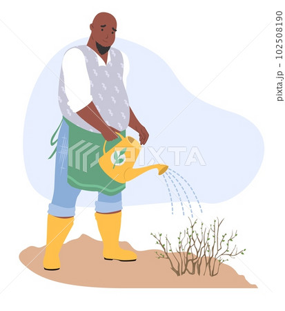 Man gardener watering plant vector illustration farm life concept Man gardener watering plant vector illustration farm life concept 102508190