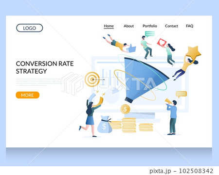 Conversion rate strategy vector website landing page design template Conversion rate strategy vector website landing page design template 102508342