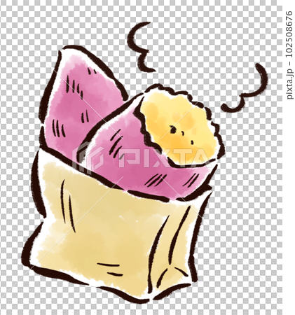 袋裝烤地瓜畫筆描邊插圖 袋裝烤地瓜畫筆描邊插圖 102508676