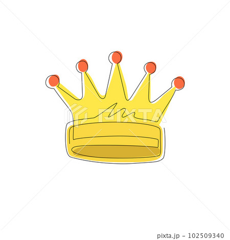 Single one line drawing heraldic symbols, royal crown icon, crown for coat of arms and blazons. Royal, luxury, vip, first class sign. Winner award. Modern continuous line draw design graphic vector Single one line drawing heraldic symbols, royal crown icon, crown for coat of arms and blazons. Royal, luxury, vip, first class sign. Winner award. Modern continuous line draw design graphic vector 102509340