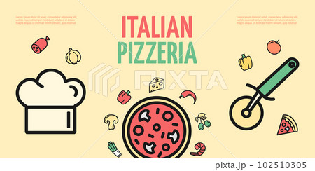 Italian Pizzeria Restaurant Placard Poster Banner Card. Vector 102510305