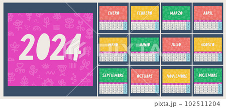 Calendar for 2024 in Spanish. The week starts...のイラスト素材 [102511204] - PIXTA