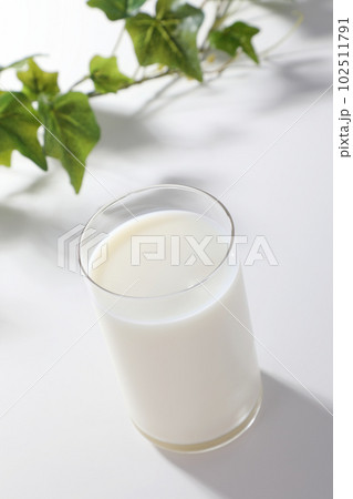 グラスに注がれた牛乳 102511791