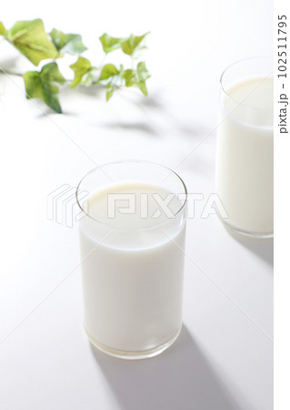 グラスに注がれた牛乳 102511795