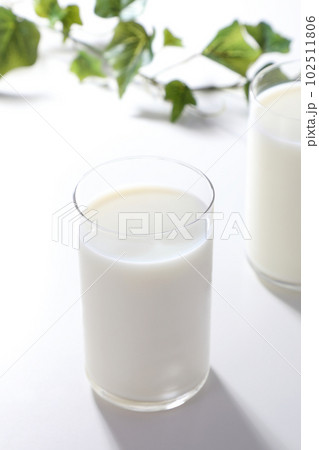 グラスに注がれた牛乳 102511806
