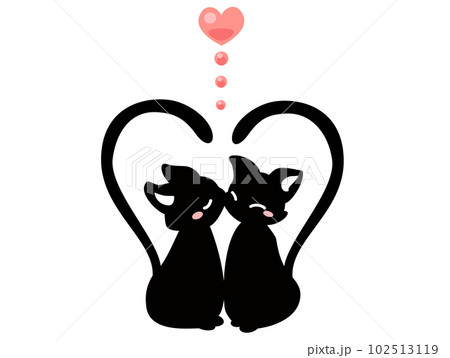 可愛い黒ネコ ハート イラストアイコンのイラスト素材 [102513119] - PIXTA
