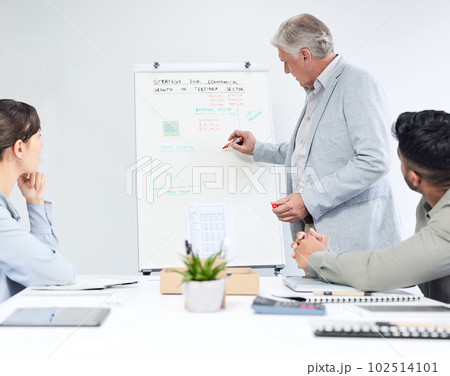 Making sure they get all of the information they need. Cropped shot of a handsome mature businessman giving a presentation in the boardroom. Making sure they get all of the information they need. Cropped shot of a handsome mature businessman giving a presentation in the boardroom. 102514101