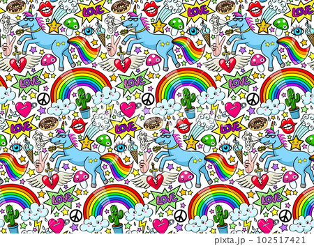 Unicorn background with different elements. 102517421