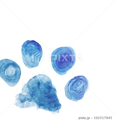 アルコールインクアートの正方形背景テンプレート）青いグラデーションの猫の足跡 102517845