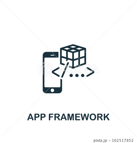 App framework icon. Monochrome simple sign from app development collection. App framework icon for logo, templates, web design and infographics. App framework icon. Monochrome simple sign from app development collection. App framework icon for logo, templates, web design and infographics. 102517852