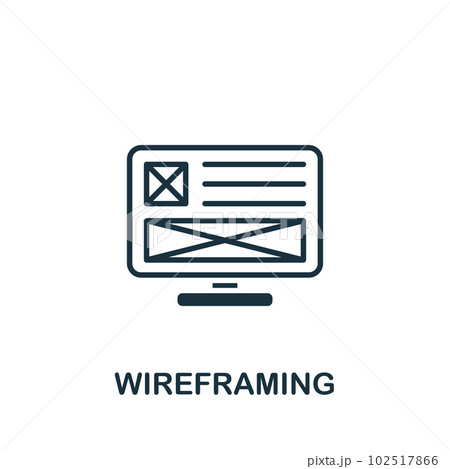 Wireframing icon. Monochrome simple sign from app development collection. Wireframing icon for logo, templates, web design and infographics. Wireframing icon. Monochrome simple sign from app development collection. Wireframing icon for logo, templates, web design and infographics. 102517866