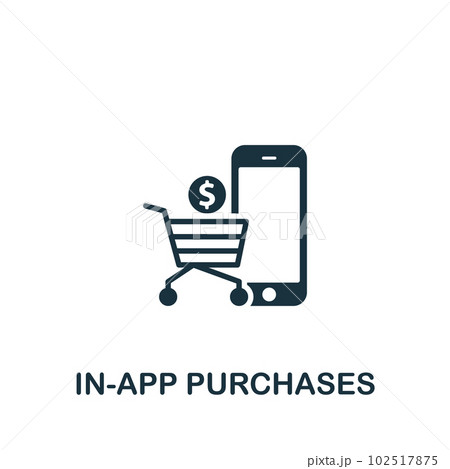 In-app purchases icon. Monochrome simple sign from app development collection. In-app purchases icon for logo, templates, web design and infographics. In-app purchases icon. Monochrome simple sign from app development collection. In-app purchases icon for logo, templates, web design and infographics. 102517875