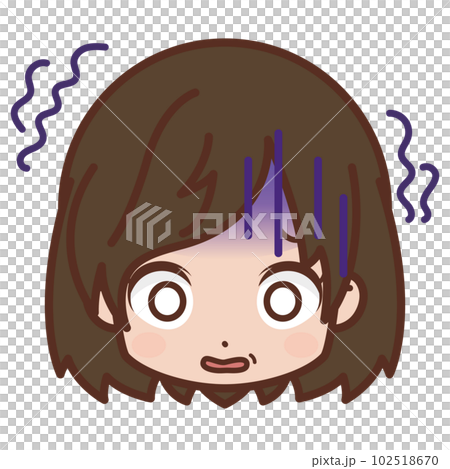 顔・表情アイコン(怖がる・青ざめる)/女性・若い【1】 顔・表情アイコン(怖がる・青ざめる)/女性・若い【1】 102518670