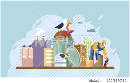 Pollution with garbage and waste big problem due to human activities and unreasonable consumption Pollution with garbage and waste big problem due to human activities and unreasonable consumption 102519782