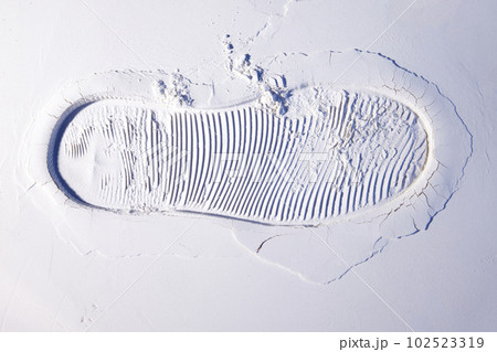 Creative, abstract wallpaper, background, design. Footprint on white sand. 102523319