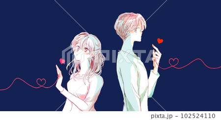 運命の赤い糸を結んだ寂し気な男女 102524110