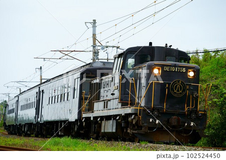 DE10を先頭に大野下の有名撮影地を走るSL人吉 102524450