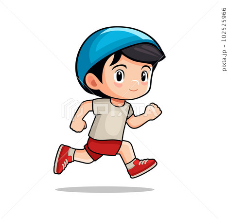 Cute Happy Running Boy on White Background. Cartoon Style. Vector Cute Happy Running Boy on White Background. Cartoon Style. Vector 102525966