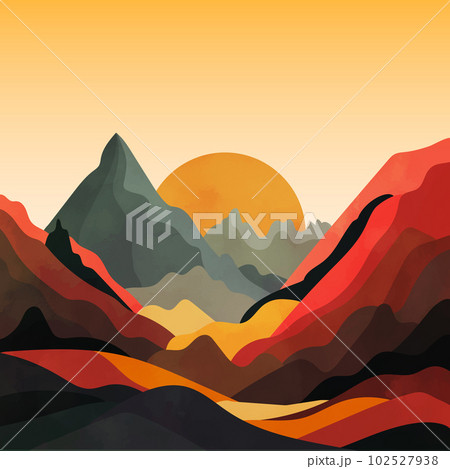 landscape with mountains and hills 102527938