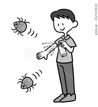 虫除けスプレーを使う男性 白黒のイラスト素材 [102528916] - PIXTA