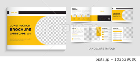 Construction landscape trifold brochure, company profile brochure design. 102529080