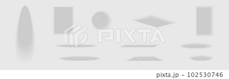 Shaped Shadow Effects and Shades Falling from Objects on Floor Vector Set 102530746