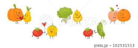 Cute Fruit and Vegetable Couples Feeling Love and Passion Vector Set Cute Fruit and Vegetable Couples Feeling Love and Passion Vector Set 102531513