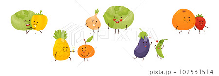 Cute Fruit and Vegetable Couples Feeling Love and Passion Vector Set Cute Fruit and Vegetable Couples Feeling Love and Passion Vector Set 102531514