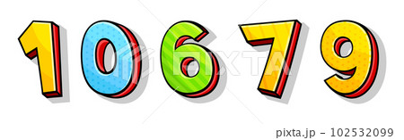 Colorful Number with Volume Shape Isolated on White Background Vector Set Colorful Number with Volume Shape Isolated on White Background Vector Set 102532099