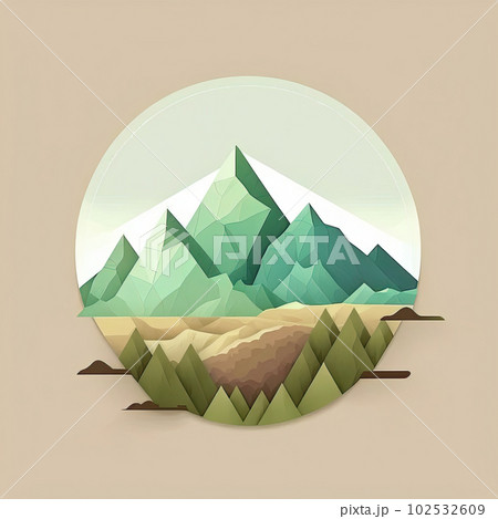 Low poly design style natural square landscape 102532609