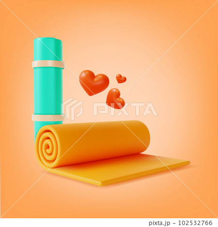 3d Yoga Mat Set Cartoon Style Gym or Home Training Concept. Vector illustration of Fitness Equipment 3d Yoga Mat Set Cartoon Style Gym or Home Training Concept. Vector illustration of Fitness Equipment 102532766