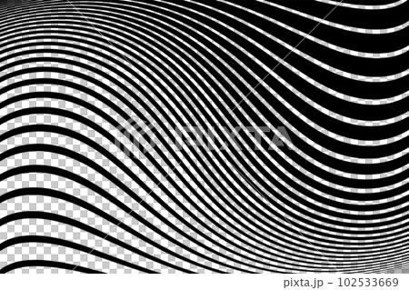 Abstract Black and White Wavy Lines Pattern with 3D Illusion and Twisting Movement Effect. Vector Art. Abstract Black and White Wavy Lines Pattern with 3D Illusion and Twisting Movement Effect. Vector Art. 102533669