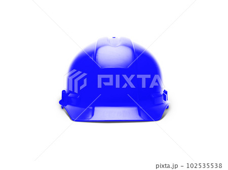 Blue Construction Safety Hard Hat Facing Forward Isolated on White Ready for Your Logo. Blue Construction Safety Hard Hat Facing Forward Isolated on White Ready for Your Logo. 102535538