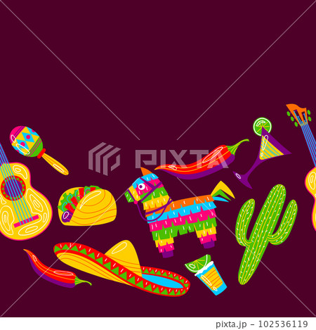 Cinco de Mayo seamless pattern. Mexican holiday items. Cinco de Mayo seamless pattern. Mexican holiday items. 102536119