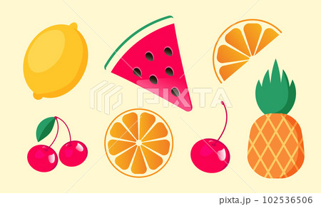 Set of color summer fruits Set of color summer fruits 102536506