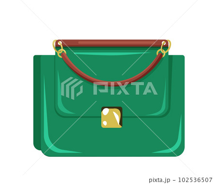 Fashion accessory for women. Green shoulder bag. Stylish or trendy handbag. 102536507