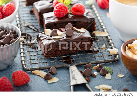 Brownies on a cooling rack Brownies on a cooling rack 102536970