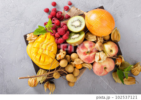 Fresh and ripe tropical fruit board Fresh and ripe tropical fruit board 102537121
