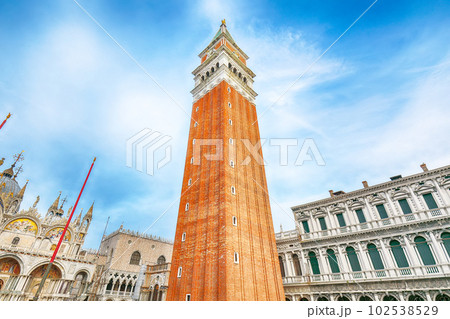 Spectacular cityscape of Venice with San Marco square with Campanile and Saint Mark's Basilica. Spectacular cityscape of Venice with San Marco square with Campanile and Saint Mark's Basilica. 102538529