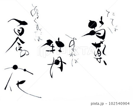 立てば芍薬座れば牡丹歩く姿は百合の花　書道創作筆で書きました 102540904