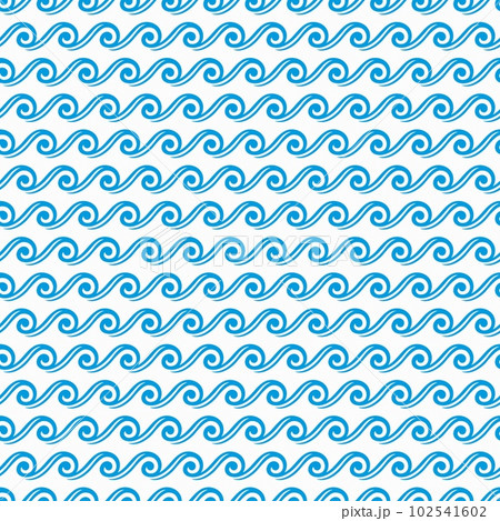 Sea and ocean wave seamless pattern with blue water curve lines. Vector background with coastal surf, river flow swirls and curls, sea storm and ocean tide ornament. Marine waves abstract pattern Sea and ocean wave seamless pattern with blue water curve lines. Vector background with coastal surf, river flow swirls and curls, sea storm and ocean tide ornament. Marine waves abstract pattern 102541602