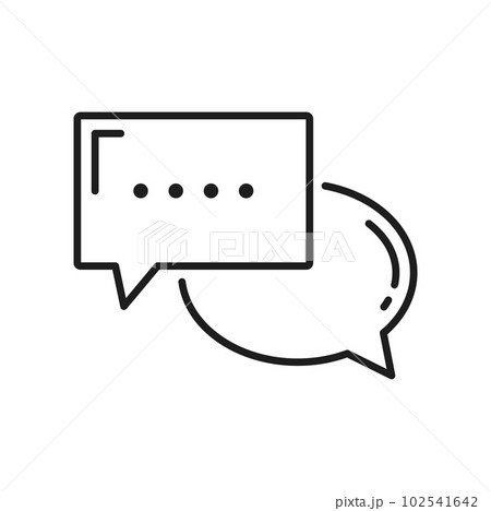 Dialog message speech bubble thought note isolated outline icon. Vector dialogue or talk speech bubble, chatting or message box, thought or say text sign 102541642