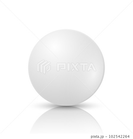 Vector 3d Realistic White Round Pharmaceutical Medical Pill, Capsule, Tablet Icon Closeup with Reflaction Isolated on White Background. Pill Design Template, Front View. Medicine, Health Concept 102542264