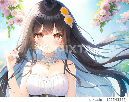 Anime-style eyes Cute beautiful girl Anime - Stock Illustration  [71411621] - PIXTA