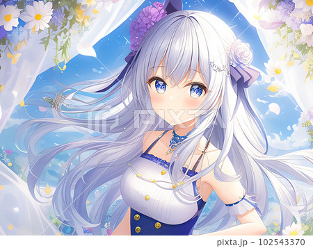 Anime-style eyes Cute beautiful girl Anime - Stock Illustration  [71410950] - PIXTA